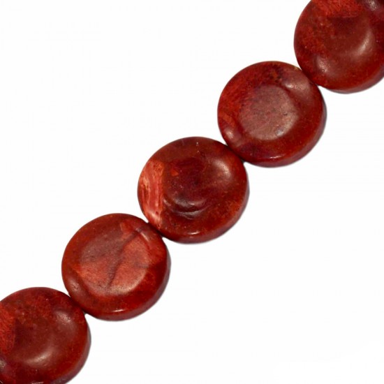 CORAL BEADS FLAT 16X7mm ~40cm