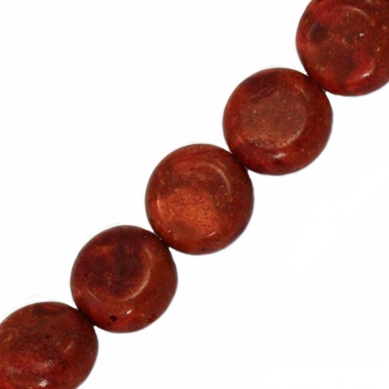 CORAL BEADS FLAT 12X6mm ~40cm