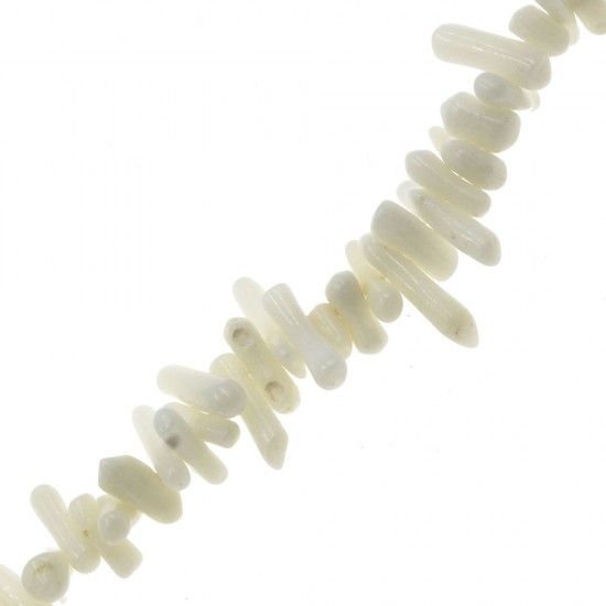 CORAL BEADS BRANCH ~3,5X12mm ~40cm WHITE