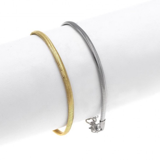 BRACELET WITH STAINLESS STEEL SNAKE CHAIN FLAT 3mm
