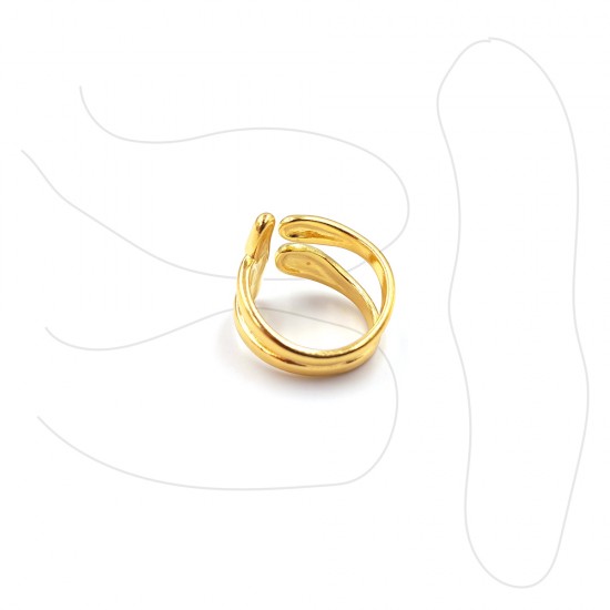 RING WITH PATTERN OF IREEGULAR LINES GOLD PLATED