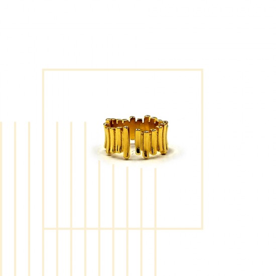 RING WITH IRREGULAR VERTICAL BARS GOLD PLATED