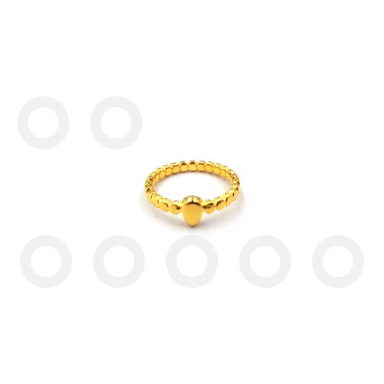 THIN RING WITH EMBOSSED ROUND DESIGN AND DROP GOLD PLATED