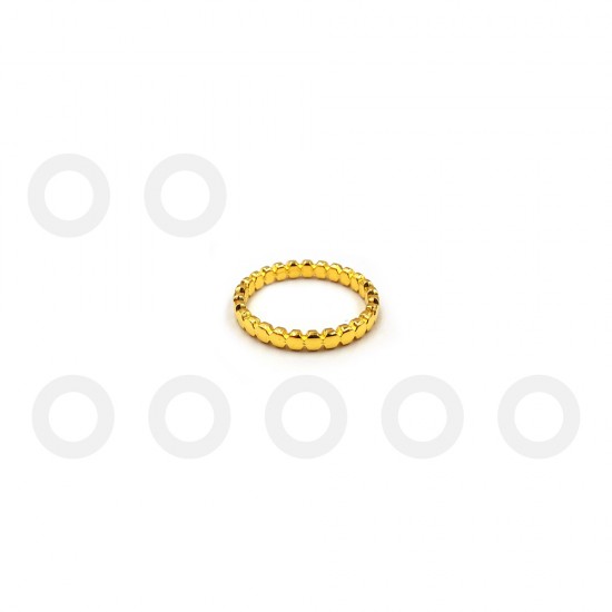 THIN RING WITH EMBOSSED ROUND DESIGN GOLD PLATED