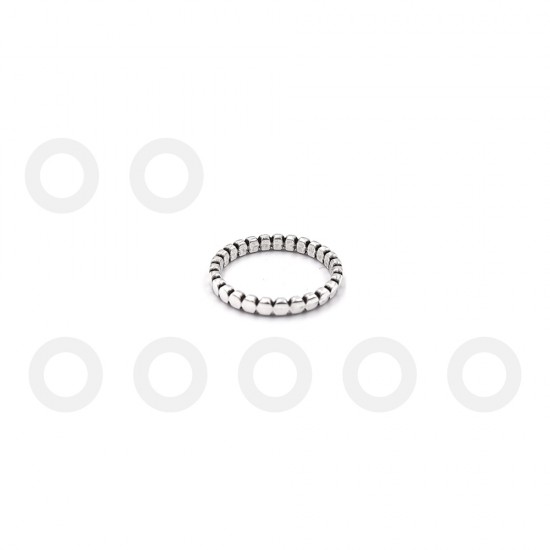 THIN RING WITH EMBOSSED ROUND DESIGN SILVER PLATED