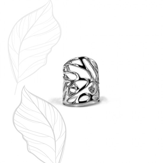 RING LEAF WIREFRAME SILVER PLATED