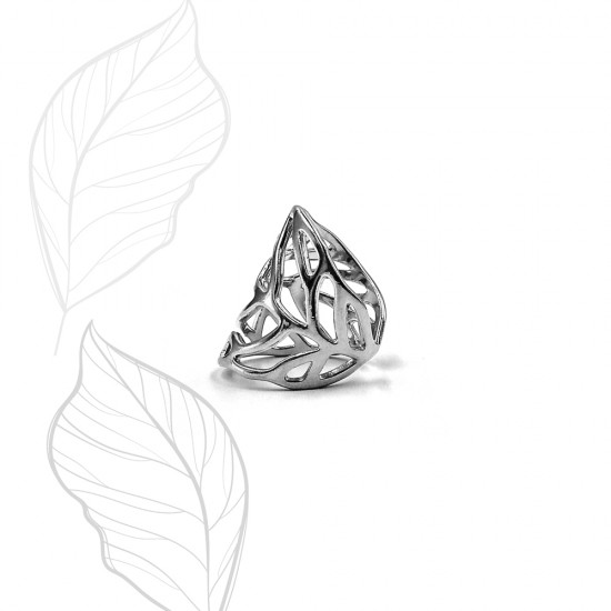 RING LEAF WIREFRAME SILVER PLATED