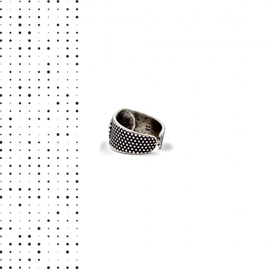 RING CHEVALIER WITH AFRICAN DOTS SILVER PLATED