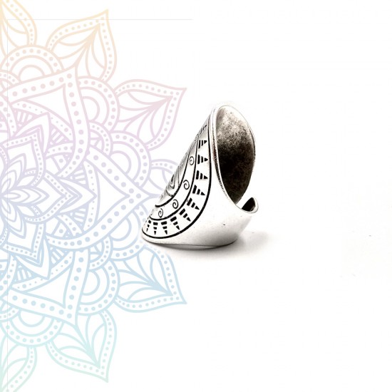 RING WITH MANDALA DESIGN SILVER PLATED
