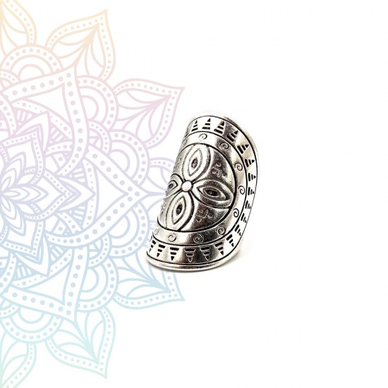 RING WITH MANDALA DESIGN SILVER PLATED