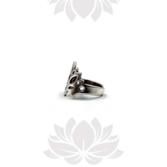 RING WITH LOTUS DESIGN SILVER PLATED