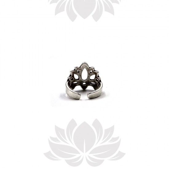 RING WITH LOTUS DESIGN SILVER PLATED