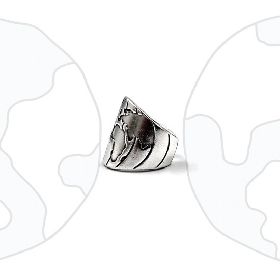 RING EARTH SILVER PLATED