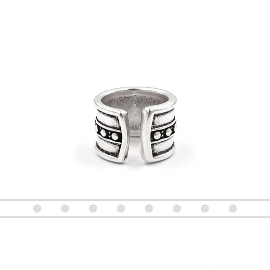 ETHNIC FLAT WIDE RING SILVER PLATED