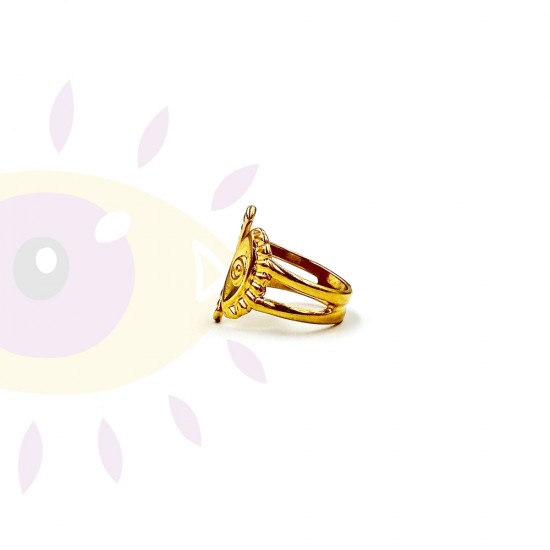 RING WITH EYE DESIGN AND EYELASHES GOLD PLATED