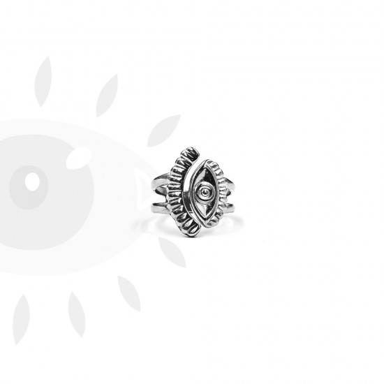 RING WITH EYE DESIGN AND EYELASHES SILVER PLATED