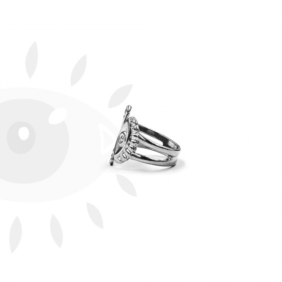 RING WITH EYE DESIGN AND EYELASHES SILVER PLATED