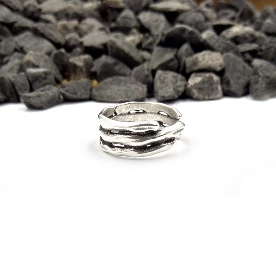 RING WITH BABOO DESIGN SILVER PLATED
