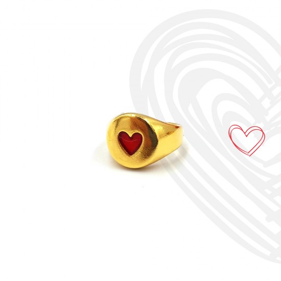 RING WITH ENAMEL HEART