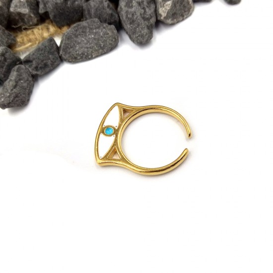 RING WITH WHITE EYE VITRAUX GOLD PLATED