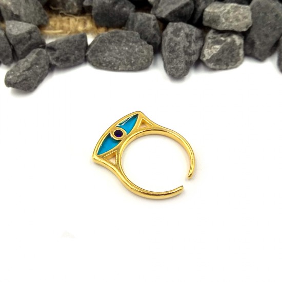 RING WITH BLUE EYE VITRAUX GOLD PLATED