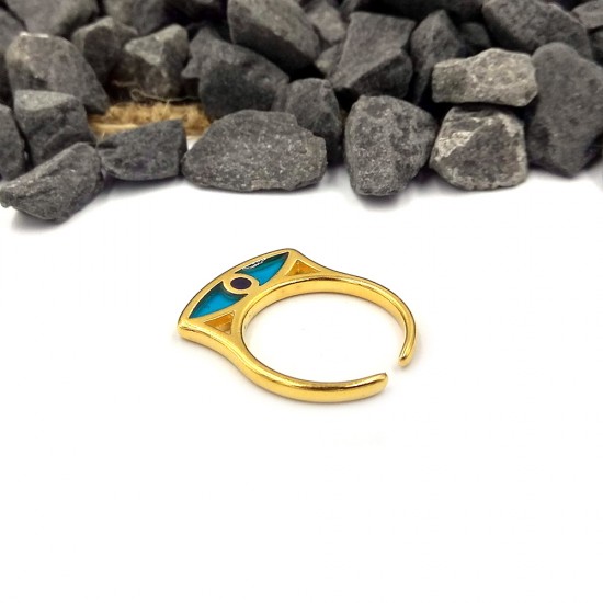 RING WITH BLUE EYE VITRAUX GOLD PLATED
