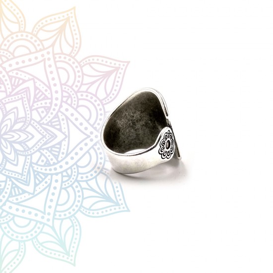 ETHNIC RING WITH MANDALA DESIGN SILVER PLATED