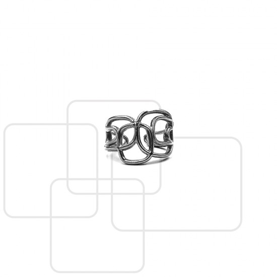 RING WITH IRREGULAR SHAPES SILVER PLATED