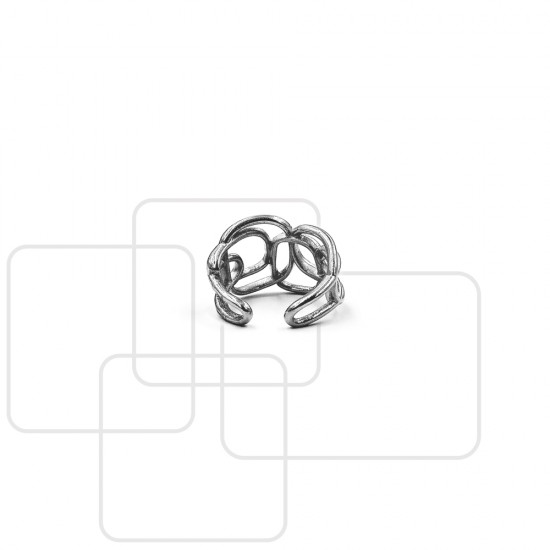 RING WITH IRREGULAR SHAPES SILVER PLATED