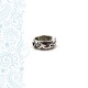 RING WITH FLORAL PATTERN AND BLACK ENAMEL