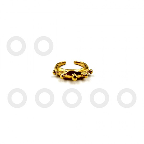 ETHNIC RING WITH BIG GRAINS GOLD PLATED