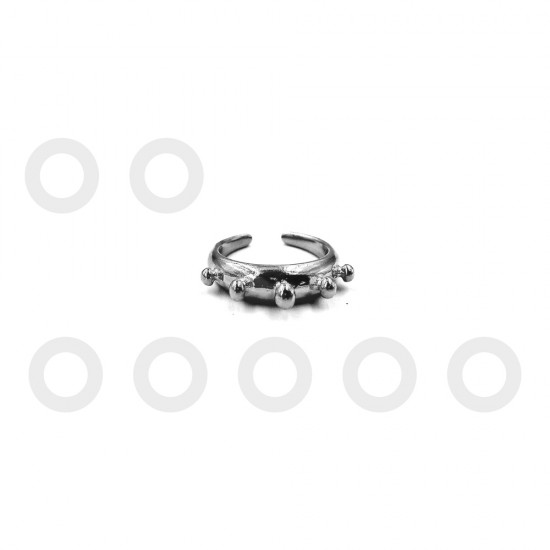 ETHNIC RING WITH BIG GRAINS SILVER PLATED