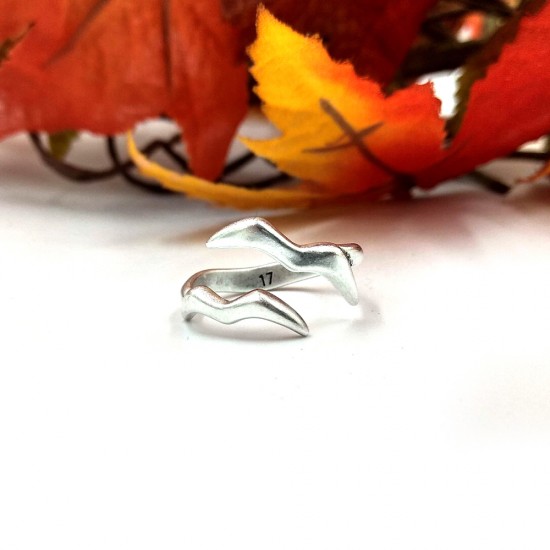 RING WITH DOUBLE GULL SILVER PLATED