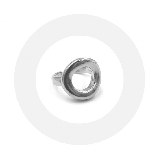 RING WITH CURVED CIRCLE SILVER PLATED
