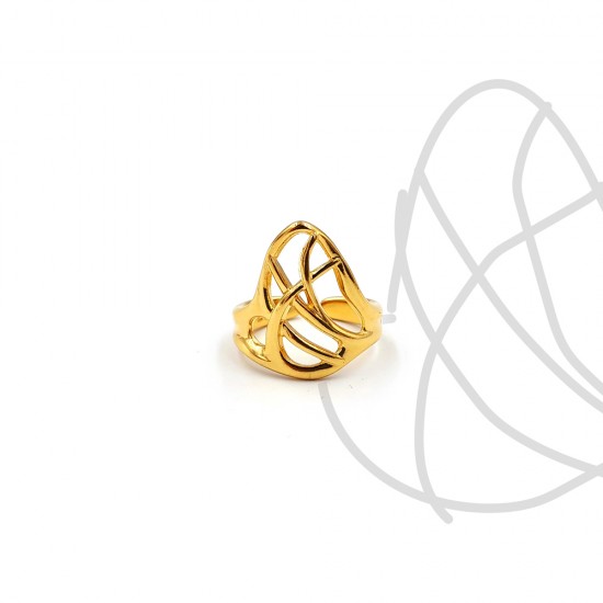 RING WITH MIXED LINES GOLD PLATED