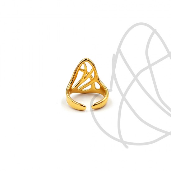 RING WITH MIXED LINES GOLD PLATED