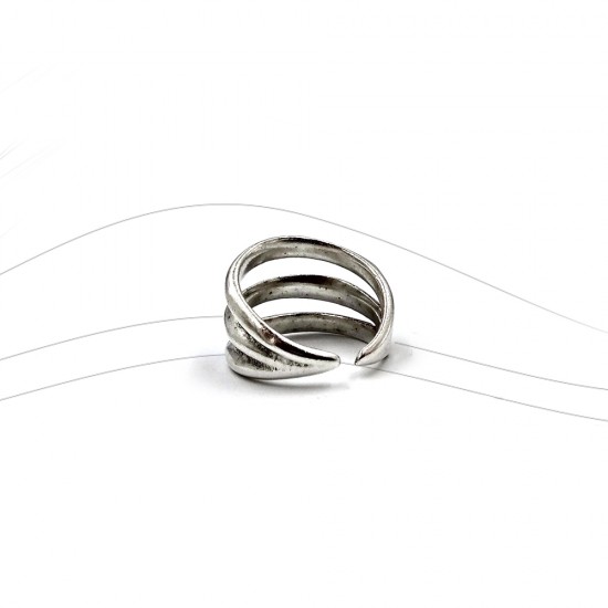 RING WITH THREE ORGANIC LINES SILVER PLATED