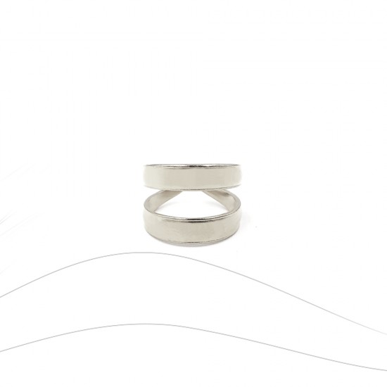 RING WITH TWO BOLD LINES SILVER PLATED