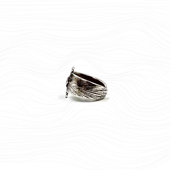 RING ETHNIC WITH RHOMBUS AND BLACK ENAMEL SILVER PLATED
