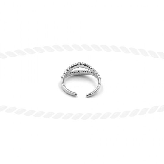 RING WITH TWO TWISTED ROPES SILVER PLATED