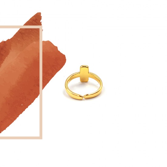 ETHNIC RECTANGLE RING WITH WHITE ENAMEL GOLD PLATED