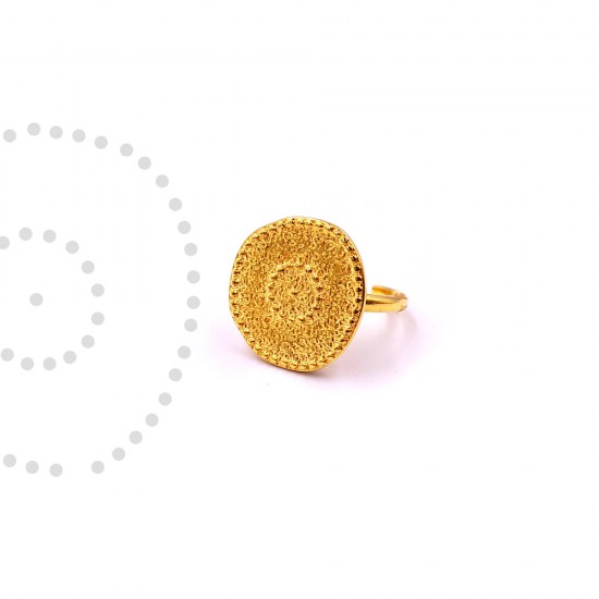 ETHNIC ROUND RING WITH DOTS GOLD PLATED
