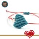 BRACELET WITH MACRAME HEART DESIGN AND BUTTERFLY (TURQUOISE-RED/WHITE)