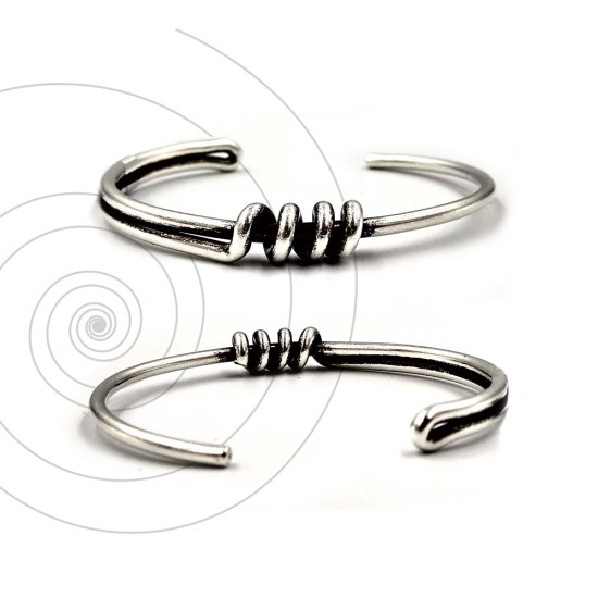 METALLIC BRASS BRACELET WITH SPIRAL SHAPE SILVER PLATED
