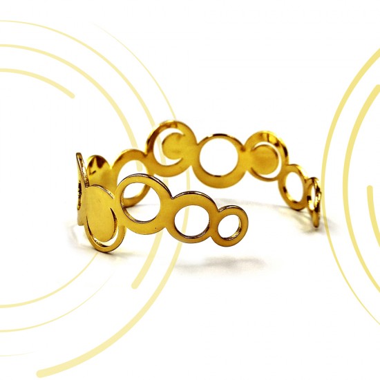 METALLIC BRASS BRACELET WITH CIRCLES GOLD PLATED