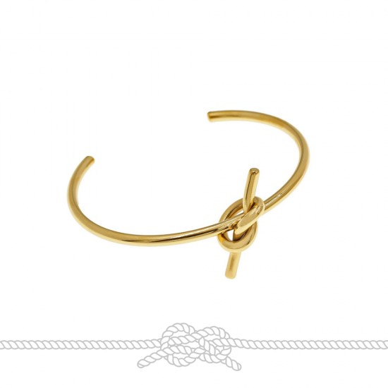 STAINLESS STEEL CUFF BRACELET WITH KNOT GOLD PLATED