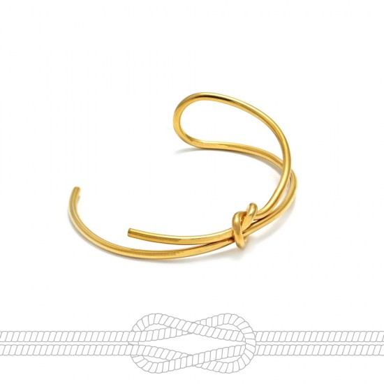 STAINLESS STEEL CUFF BRACELET WITH KNOT GOLD PLATED