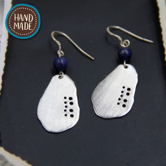 HANDMADE IRREGULAR EARRINGS WITH SEVERAL HOLES SILVER PLATED