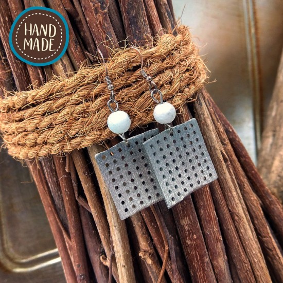 HANDMADE EARRINGS SQUARE WITH HOLES
