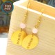 HANDMADE EARRINGS WITH OVAL IRREGULAR SHAPE AND HOLES GOLD PLATED